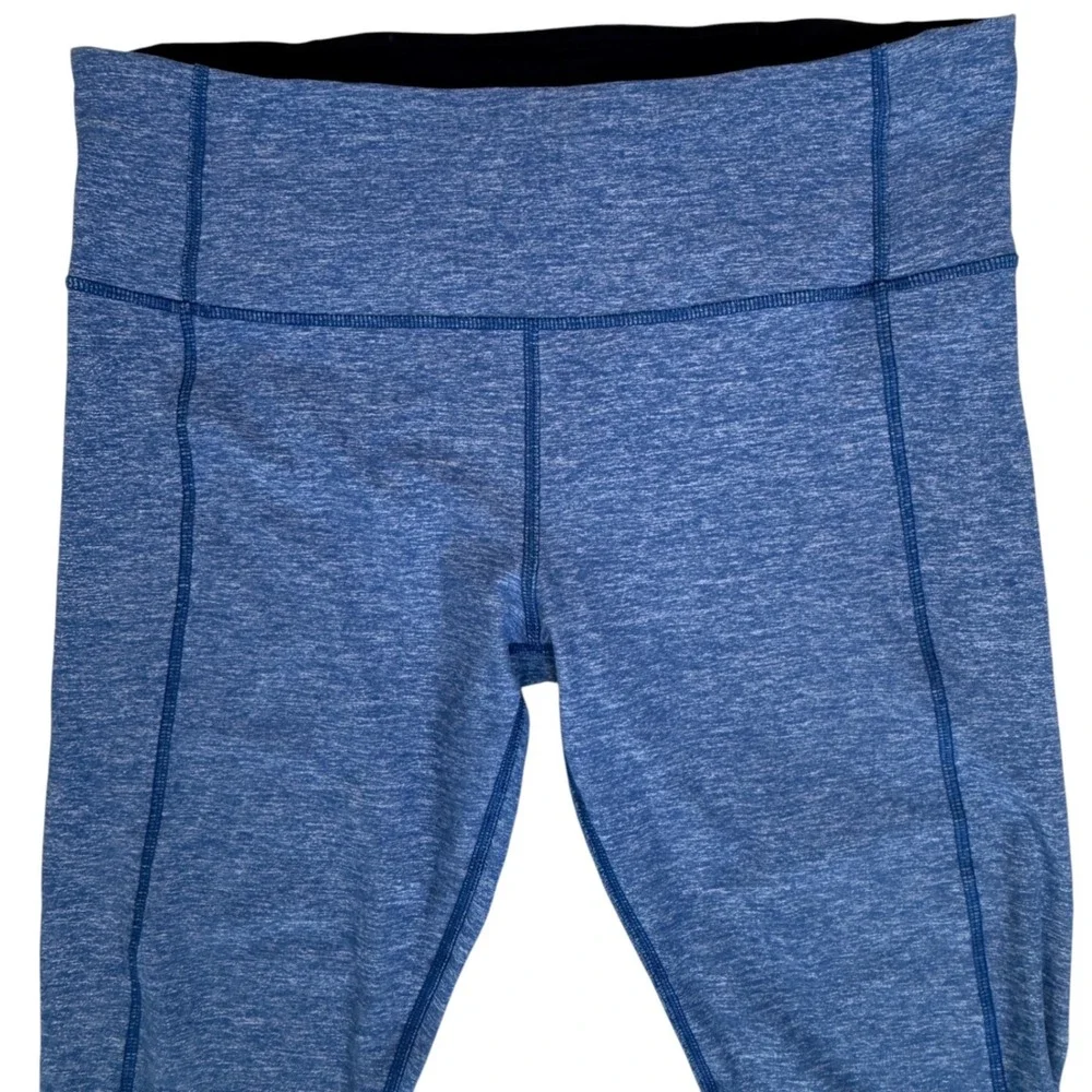 Lululemon Heathered Blue Ruched Leggings Size 12 Yoga Pants Sporty Workout Train